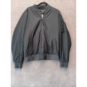 Hollister Black Bomber Jacket Men's L Zip Flight MA-1 Style